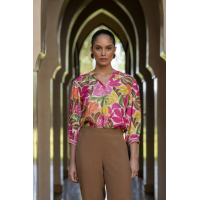 Geisha Blouse Top Ecru Pink